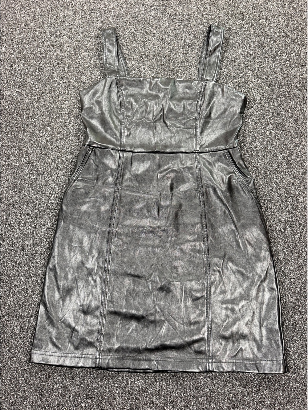 NWT Forever 21 Black Faux Leather Mini Dress Size Medium